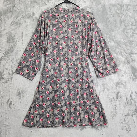Rene Rofe Robe Womens XL Gray Pink Floral Lace Kimono Cami Top Lounge Casual 2pc - Picture 3 of 16
